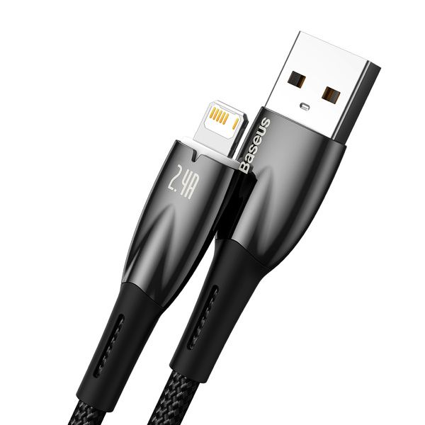 Kabelis BASEUS cable USB A to Lightning 2,4A Glimmer CADH000301 2 m black — attēls 2