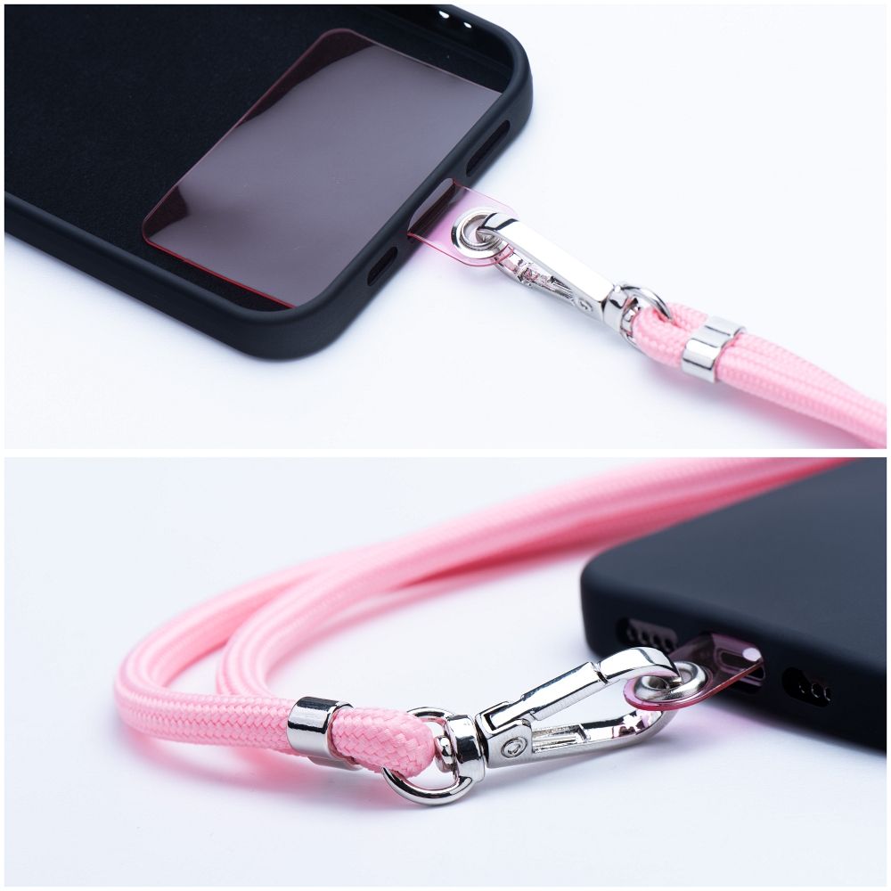 SWING (6mm) pendant for the phone with adjustable length / cord length 165cm (max 82.5cm in the loop) / on the shoulder or neck - lite pink — attēls 4