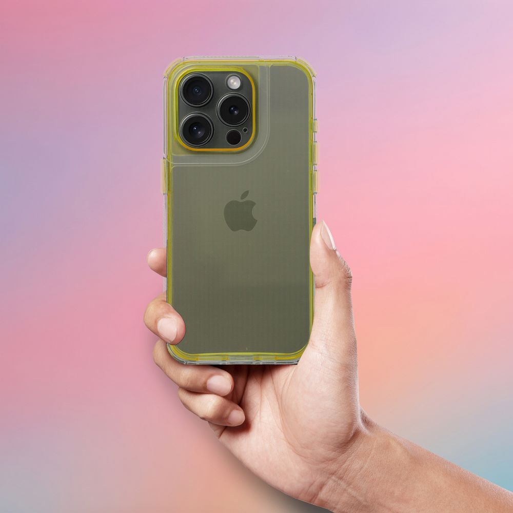 Aizsargvāciņš iPhone 16 PLUS – MATRIX CLEAR, dzeltens — attēls 3