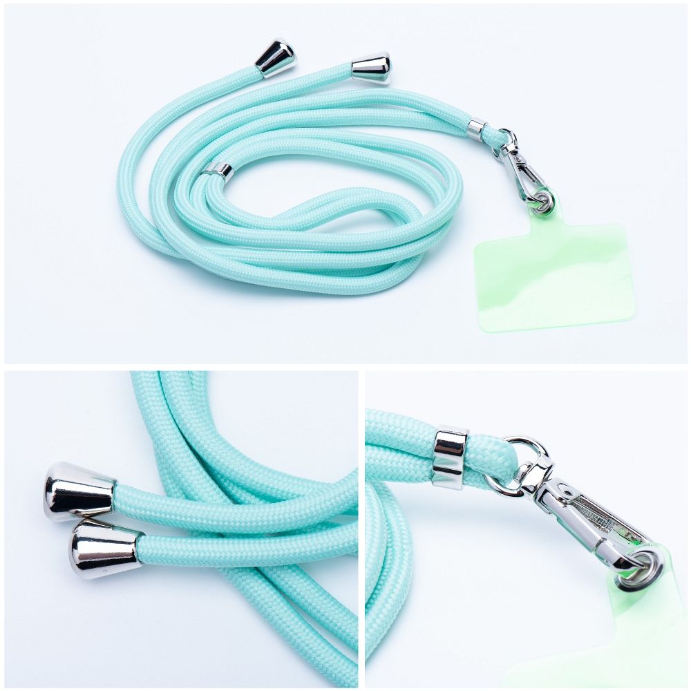 SWING (6mm) pendant for the phone with adjustable length / cord length 165cm (max 82.5cm in the loop) / on the shoulder or neck - lite green — attēls 4