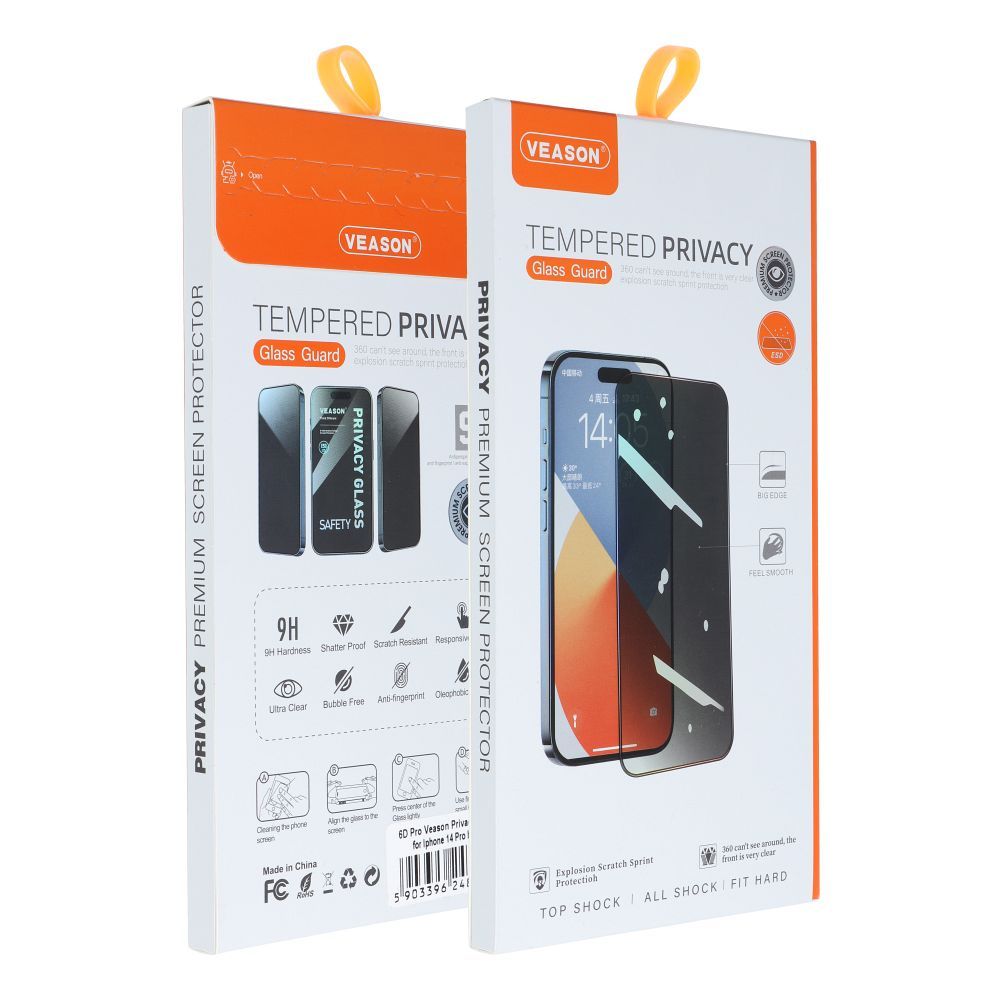 Aizsargstikls iPhone XR / 11 – 6D Pro Veason Privacy, melns