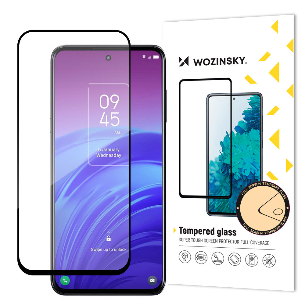 Aizsargstikls Wozinsky super tough Full Glue Full Glue Full Screen Tempered Glass with Case Friendly TCL 20L Black Frame