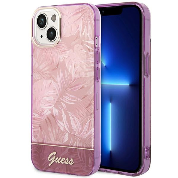 Aizsargvāciņš iPhone 14 Plus 6.7 "pink / pink hardcase Jungle Collection – Guess GUHCP14MHGJGHP