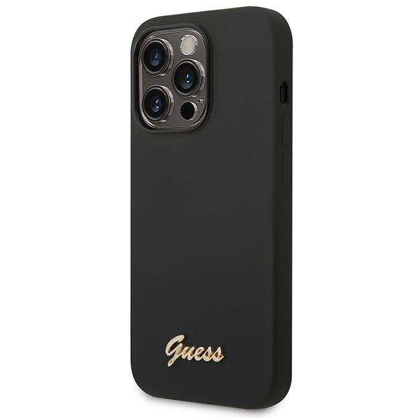 Aizsargvāciņš iPhone 14 Pro Max 6.7" black/black hard case Silicone Vintage Gold Logo – Guess GUHCP14XSLSMK — attēls 2