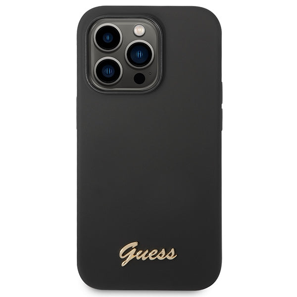 Aizsargvāciņš iPhone 14 Pro Max 6.7" black/black hard case Silicone Vintage Gold Logo – Guess GUHCP14XSLSMK — attēls 3