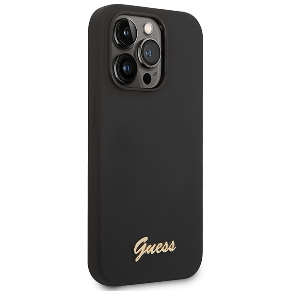 Aizsargvāciņš iPhone 14 Pro Max 6.7" black/black hard case Silicone Vintage Gold Logo – Guess GUHCP14XSLSMK — attēls 4
