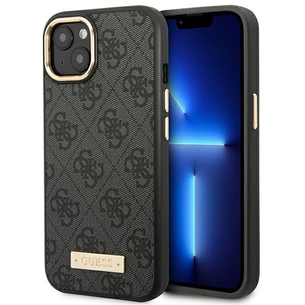Aizsargvāciņš iPhone 14 Plus 6.7 "black / black hard case 4G Logo Plate MagSafe – Guess GUHMP14MU4GPRK