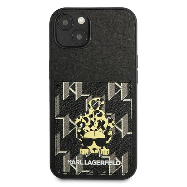 Aizsargvāciņš iPhone 13 – Karl Lagerfeld Karlimals Cardslot, melns — attēls 3
