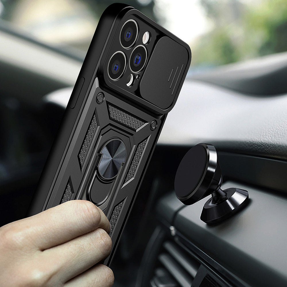 Aizsargvāciņš Motorola Moto G62 5G armored case with camera cover – Hybrid Armor Camshield, melns — attēls 2