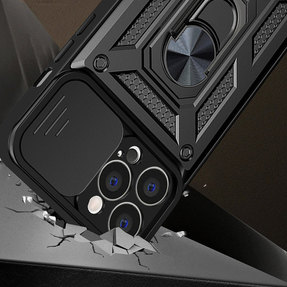 Aizsargvāciņš Motorola Moto G62 5G armored case with camera cover – Hybrid Armor Camshield, melns — attēls 3