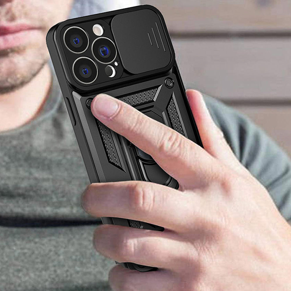 Aizsargvāciņš Motorola Moto G62 5G armored case with camera cover – Hybrid Armor Camshield, melns — attēls 4