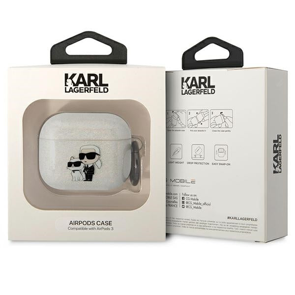 Austiņas Karl Lagerfeld KLA3HNKCTGT Airpods 3 cover transparent Gliter Karl&Choupette — attēls 3