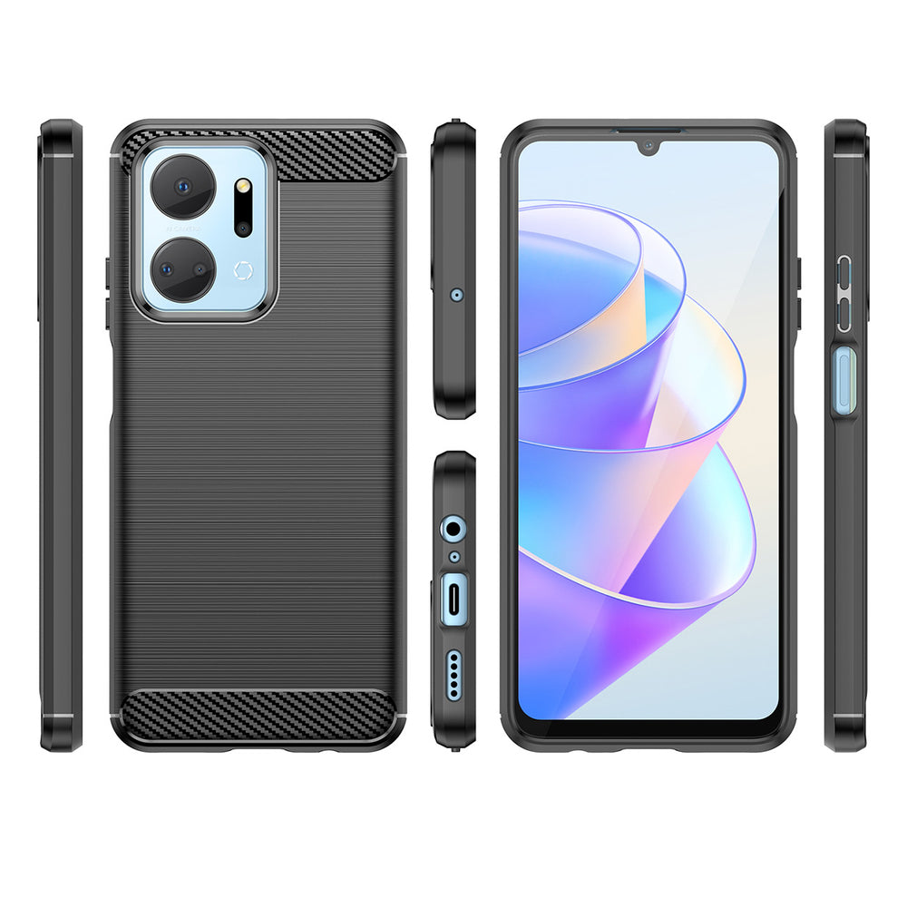 Aizsargvāciņš Honor Play 40 Plus / Honor X7a flexible – Carbon silicone carbon cover, melns — attēls 2