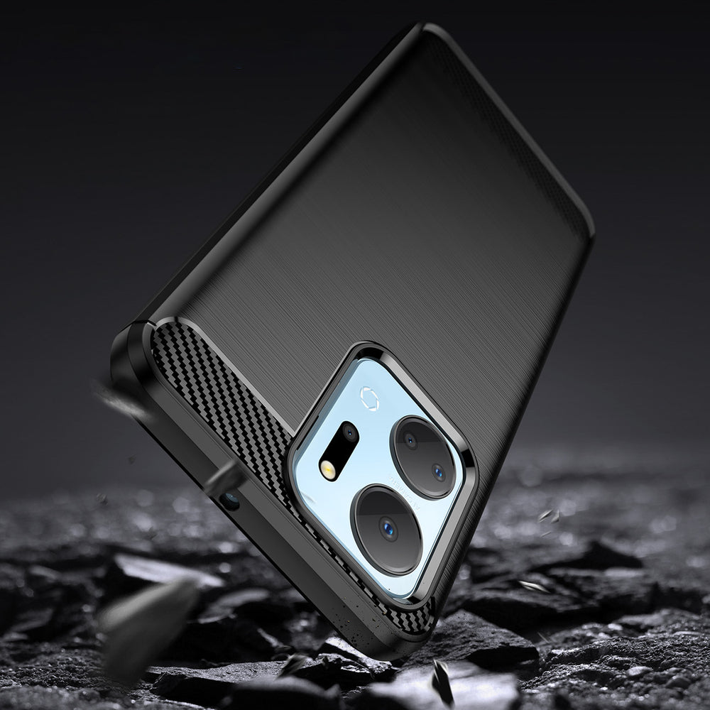 Aizsargvāciņš Honor Play 40 Plus / Honor X7a flexible – Carbon silicone carbon cover, melns — attēls 3