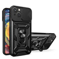 Aizsargvāciņš iPhone 15 Plus – Hybrid Armor Camshield with Stand and Camera, melns