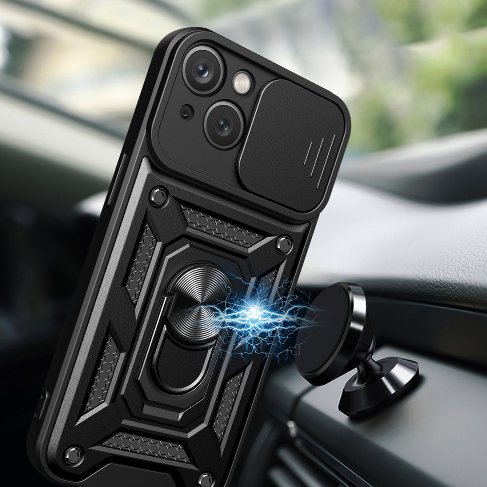 Aizsargvāciņš iPhone 15 Plus – Hybrid Armor Camshield with Stand and Camera, melns — attēls 3