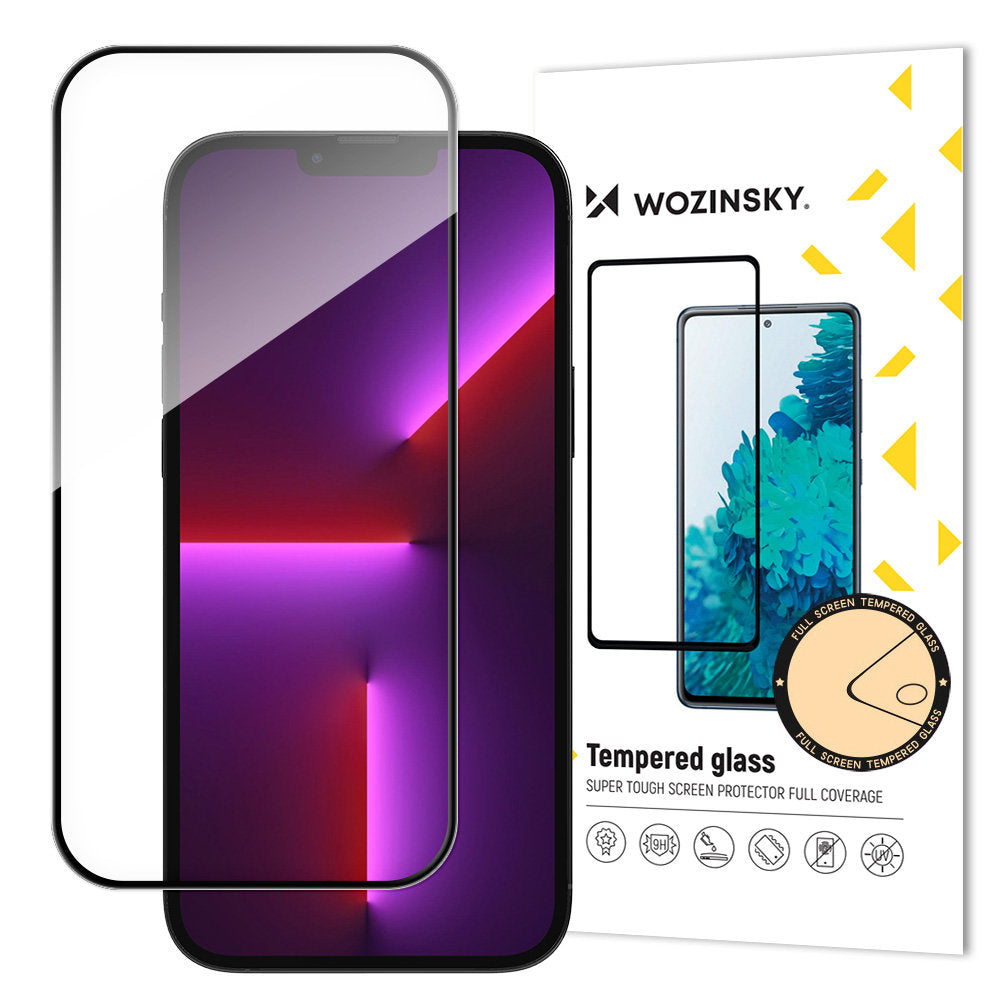 Aizsargstikls iPhone 15 Pro Max Case Friendly Tempered Glass with Frame – Wozinsky Full Glue, melns