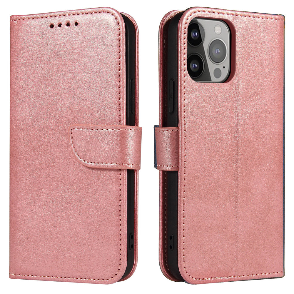 Aizsargvāciņš iPhone 15 Pro Magnet Case – Wallet with Stand, rozā