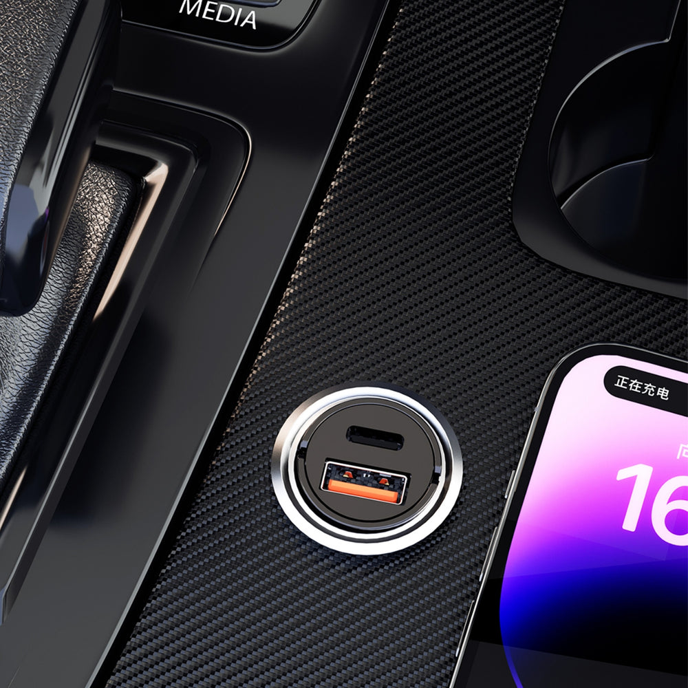 Dudao R3MAX 48W QC PD mini car charger - black — attēls 3