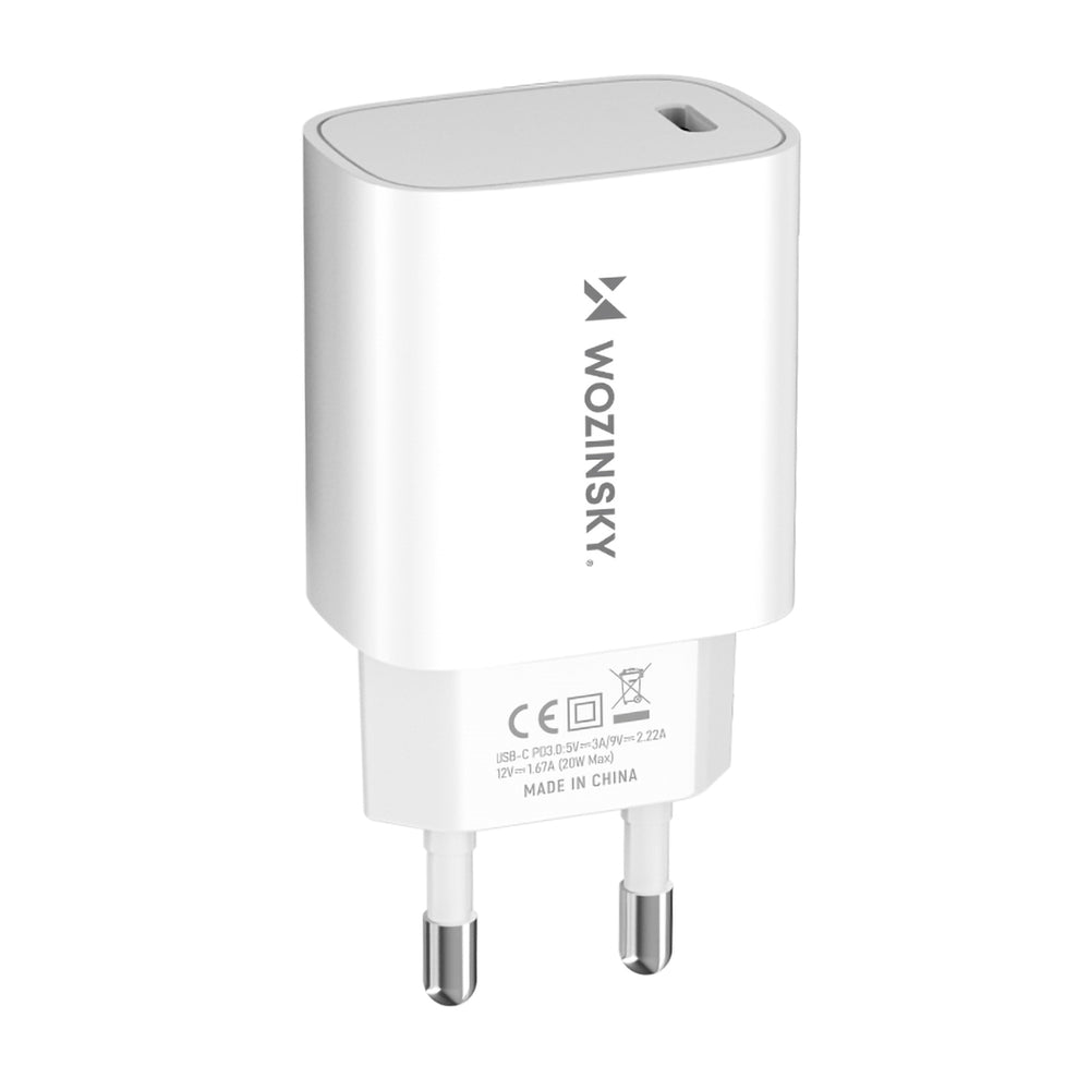 Wozinsky WGWCCW USB-C sienas lādētājs 20 W PD/QC, balts