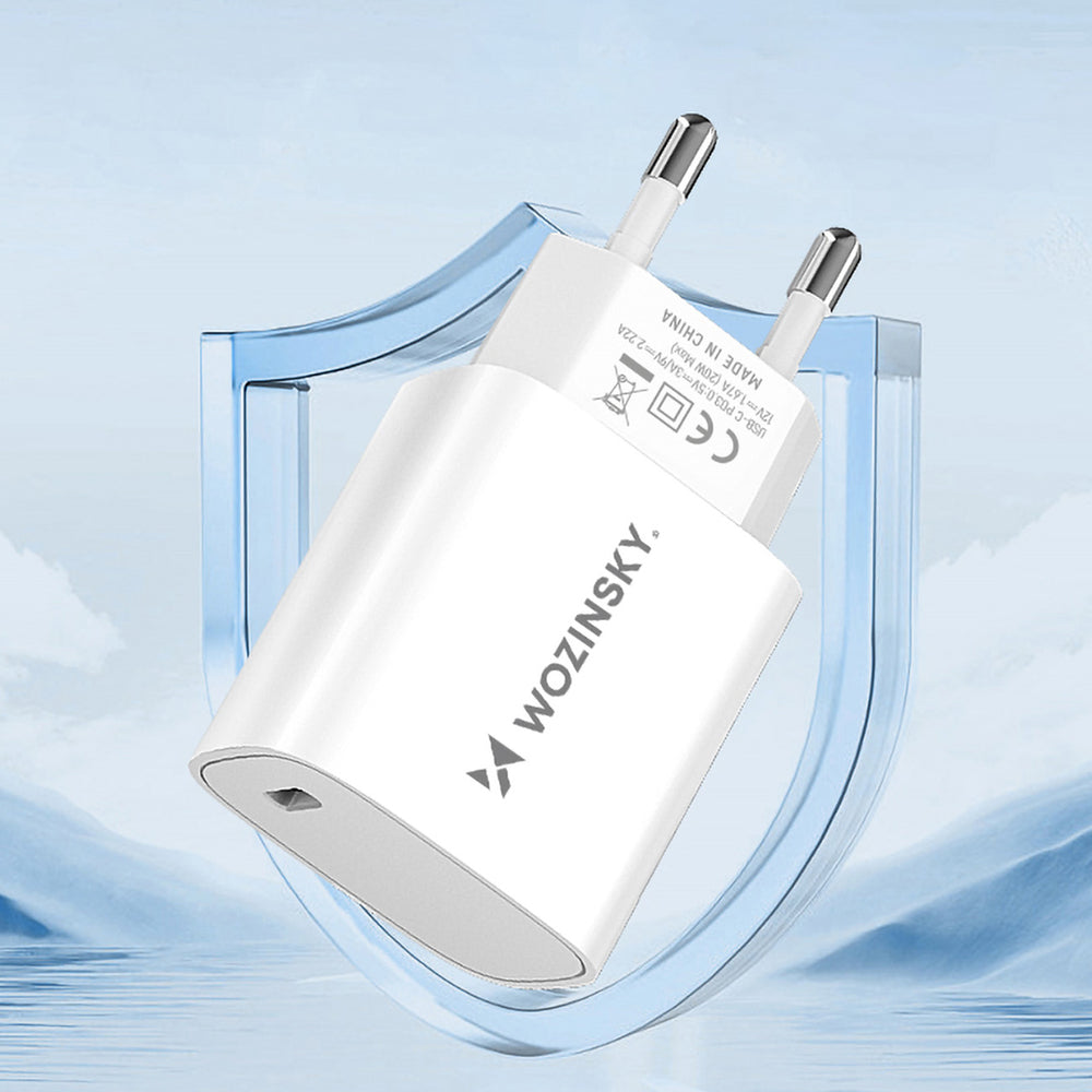 Wozinsky WGWCCW USB-C sienas lādētājs 20 W PD/QC, balts