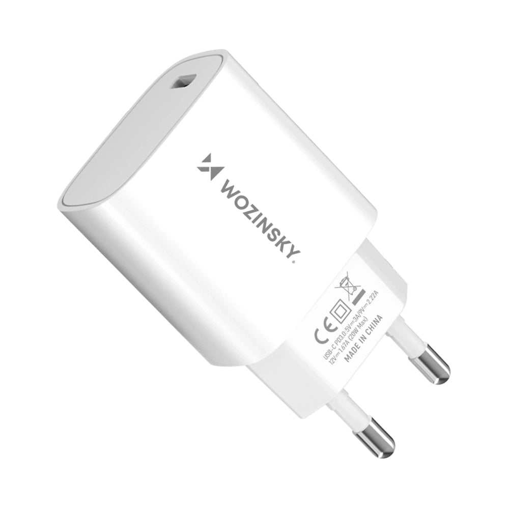 Wozinsky WGWCCW USB-C sienas lādētājs 20 W PD/QC, balts