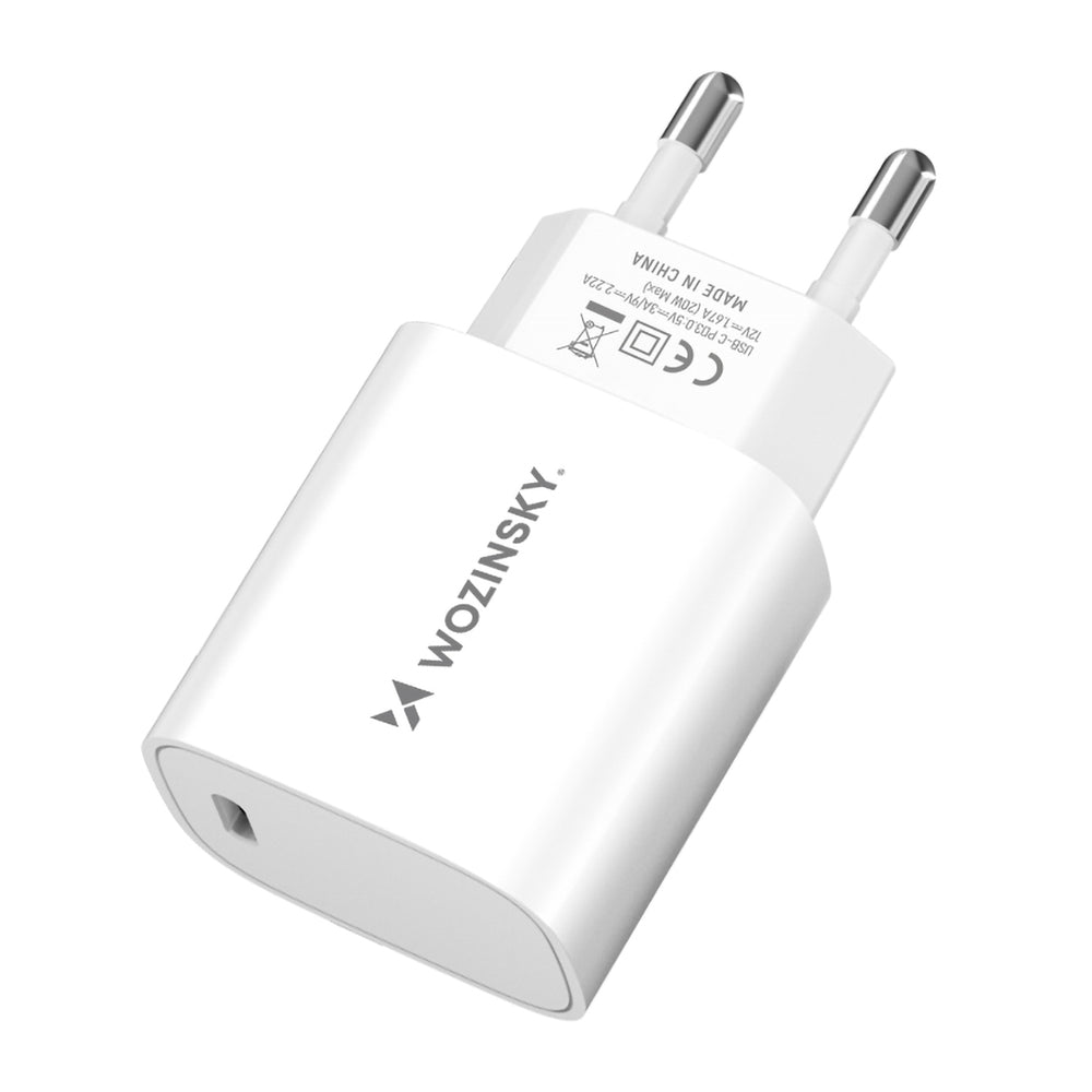 Wozinsky WGWCCW USB-C sienas lādētājs 20 W PD/QC, balts