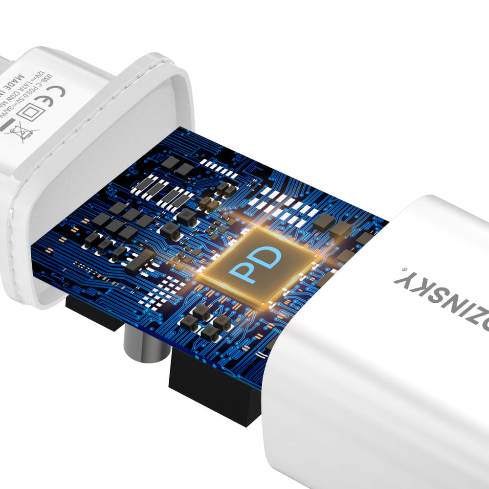 Wozinsky WGWCCW USB-C sienas lādētājs 20 W PD/QC, balts