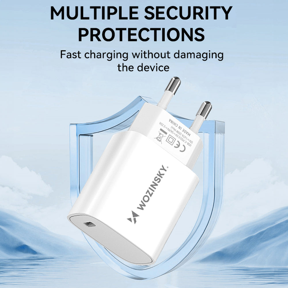 Wozinsky WGWCCW USB-C sienas lādētājs 20 W PD/QC, balts
