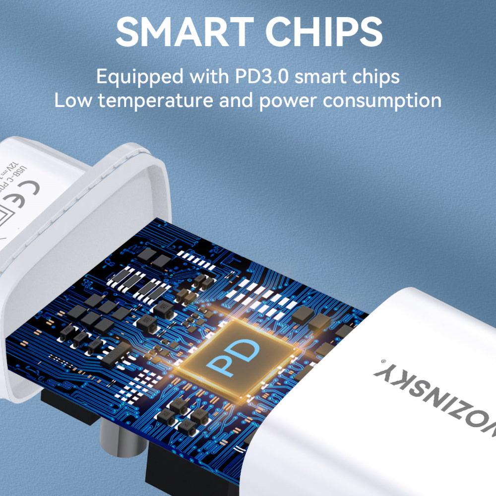 Wozinsky WGWCCW USB-C sienas lādētājs 20 W PD/QC, balts