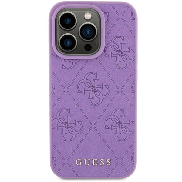 Aizsargvāciņš iPhone 15 Pro – Guess Leather 4G Stamped, violets — attēls 3
