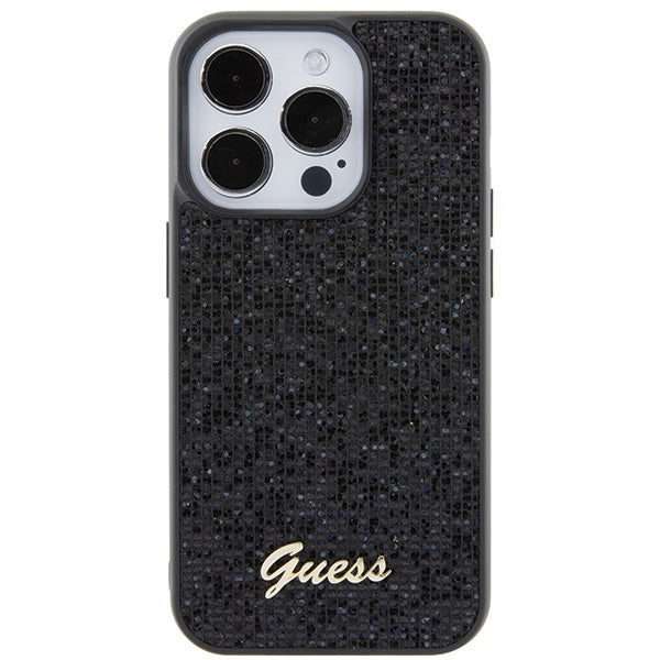 Aizsargvāciņš iPhone 15 Pro – Guess Disco Metal Script, melns — attēls 3