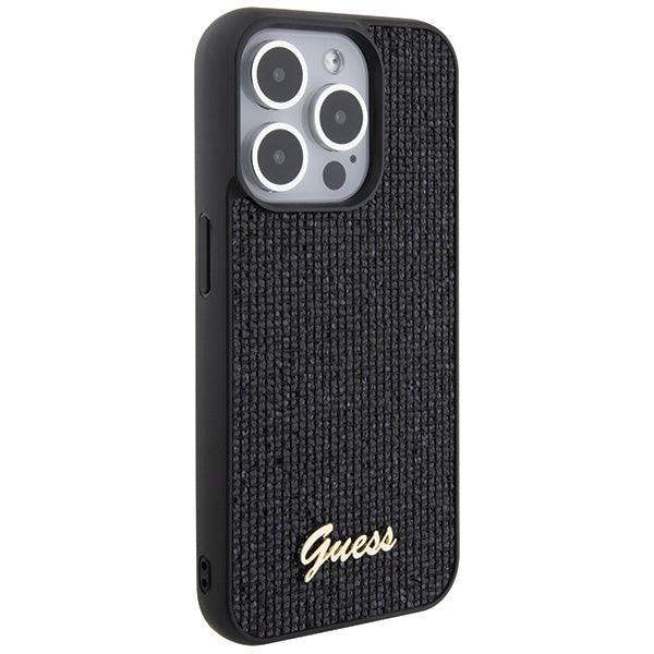 Aizsargvāciņš iPhone 15 Pro – Guess Disco Metal Script, melns — attēls 4