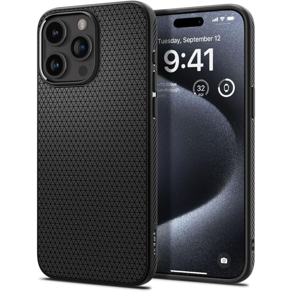 Aizsargvāciņš iPhone 15 Pro Case – Spigen Liquid Air, matēti melns