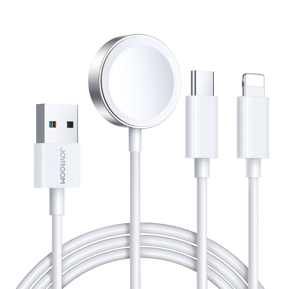 Kabelis Joyroom S-IW008 3-in-1 cable magnetic charger USB-A - Lightning/USB-C 1.2m - white