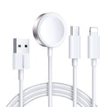 Kabelis Joyroom S-IW008 3-in-1 cable magnetic charger USB-A - Lightning/USB-C 1.2m - white