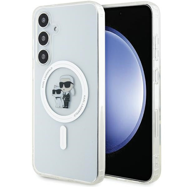 Aizsargvāciņš Samsung Galaxy S24 – Karl Lagerfeld IML Karl&Choupette MagSafe, caurspīdīgs