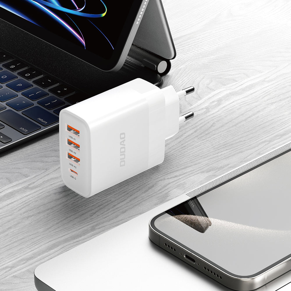 Dudao A5HEU network charger 3x USB-A 1x USB-C PD20W - white — attēls 3