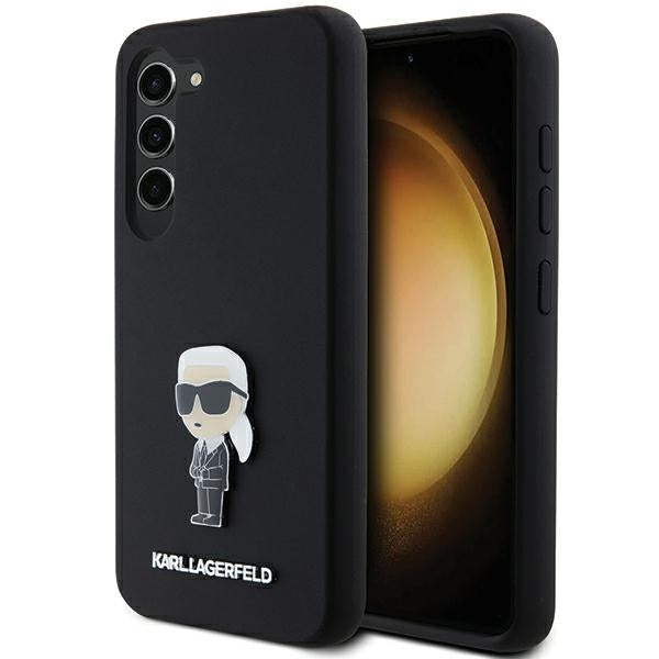 Aizsargvāciņš Samsung Galaxy S24+ – Karl Lagerfeld Silicone Ikonik Metal Pin, melns