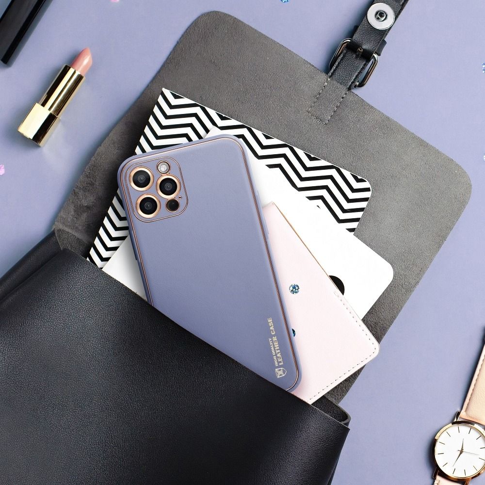 Aizsargvāciņš iPhone 12 Pro Max – LEATHER, zils — attēls 4