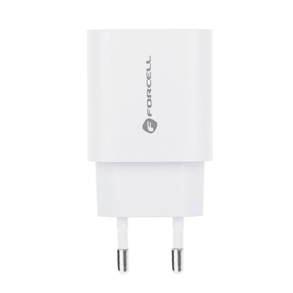 Uzlādes adapteris FORCELL F-ENERGY TFK-TC-30WPD travel charger Type C + USB A PD QC4.0 3A 30W white — attēls 3