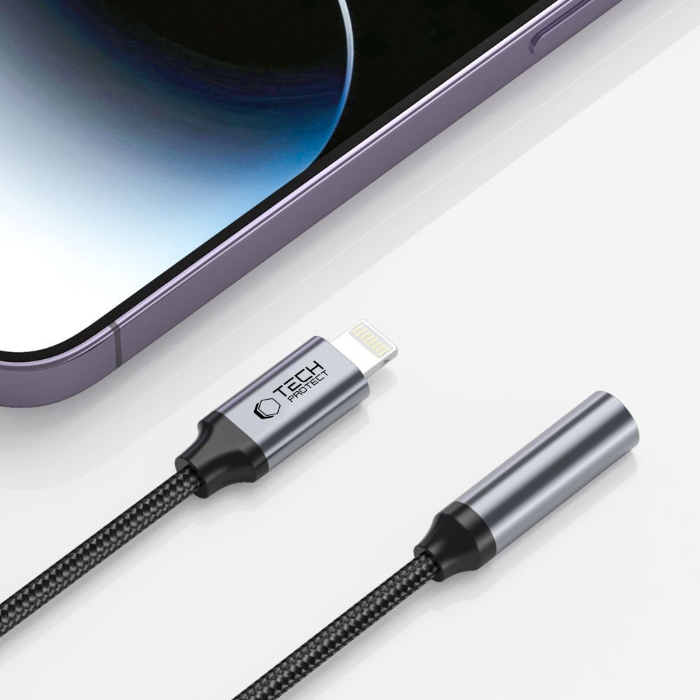 Adapteris Tech-Protect UltraBoost Lightning / 3.5mm mini jack adapter - black — attēls 3