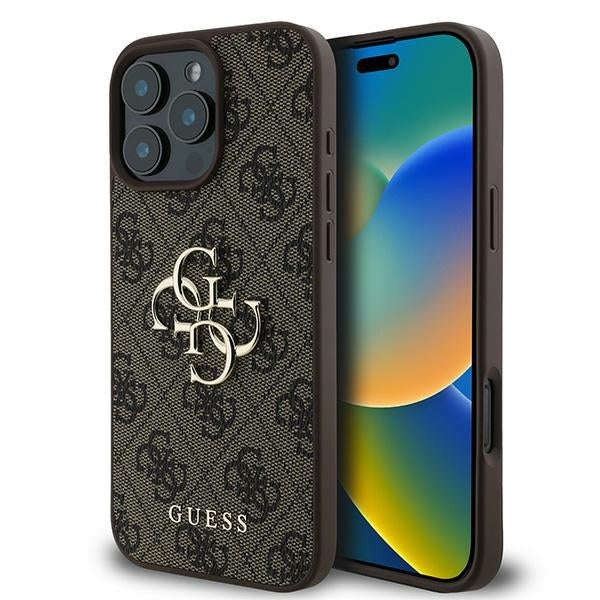 Aizsargvāciņš iPhone 16 Pro – Guess 4G Big Logo, brūns