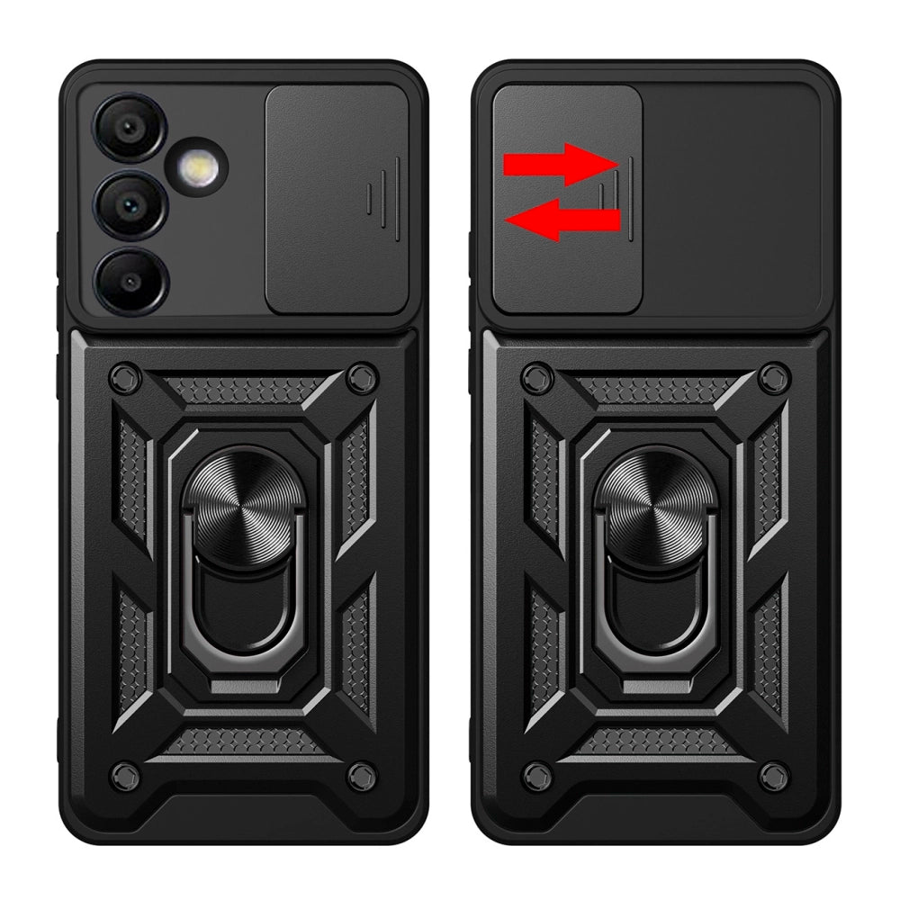 Aizsargvāciņš Samsung Galaxy A56 – Hybrid Armor Camshield with Stand and Camera, melns — attēls 2