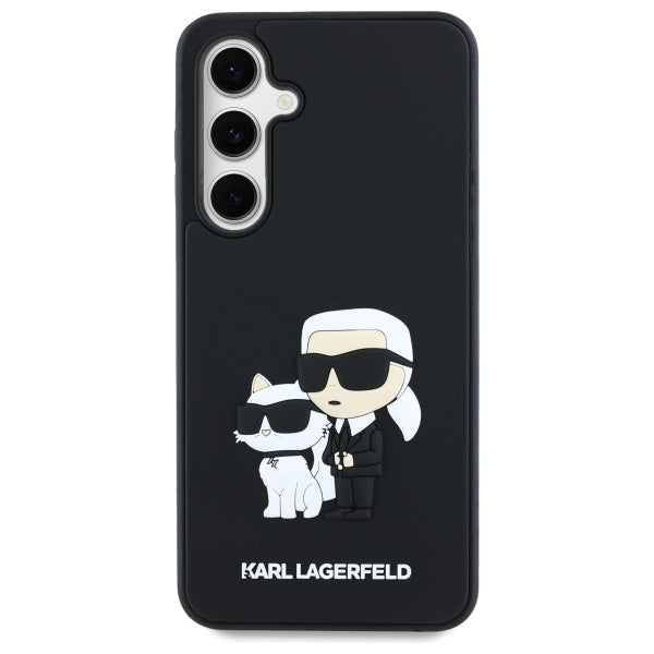 Aizsargvāciņš Samsung Galaxy S24 FE – Karl Lagerfeld 3D Rubber Karl&Choupette, melns — attēls 3