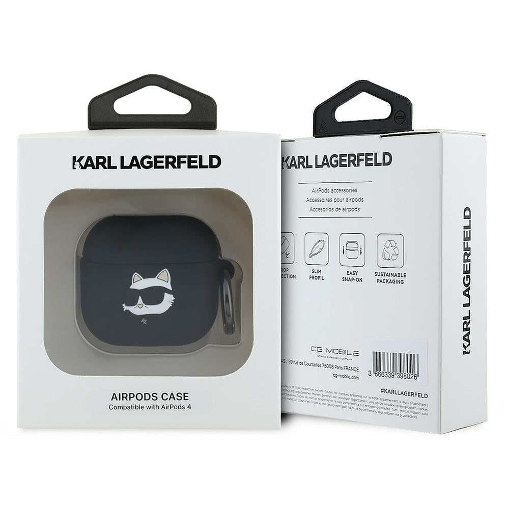 Austiņas Karl Lagerfeld Silicone Choupette Head 3D Case for AirPods 4 - Black — attēls 3