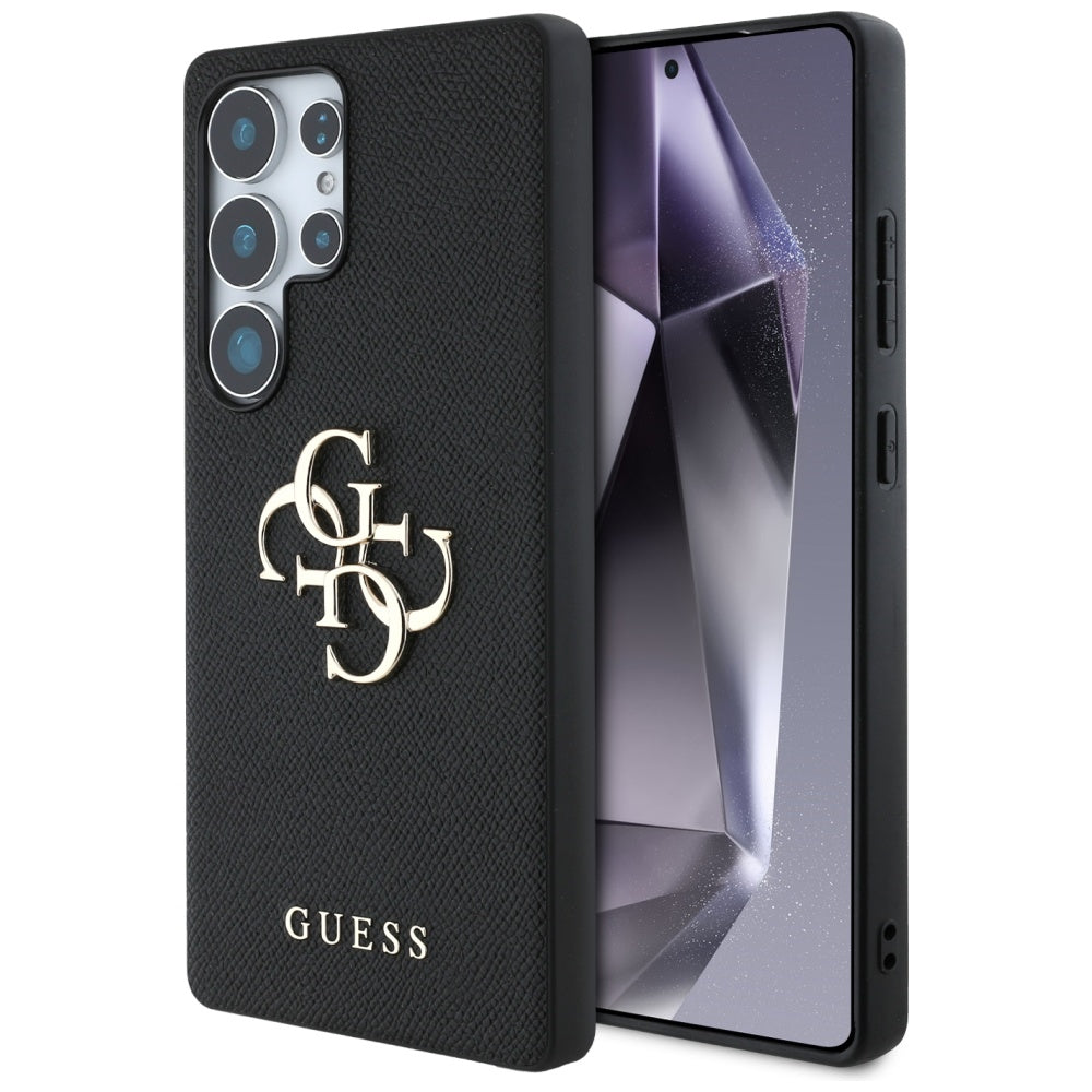 Aizsargvāciņš Samsung Galaxy S25 Ultra – Guess Grained Big 4G Logo Small Classic Logo, melns