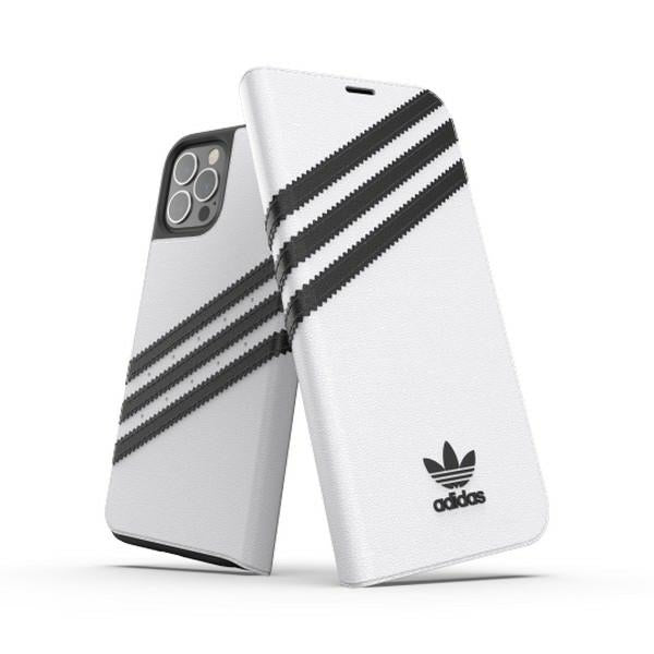 Aizsargvāciņš iPhone 12 / 12 Pro 6.1" - white and – Adidas OR Booklet PU, melns