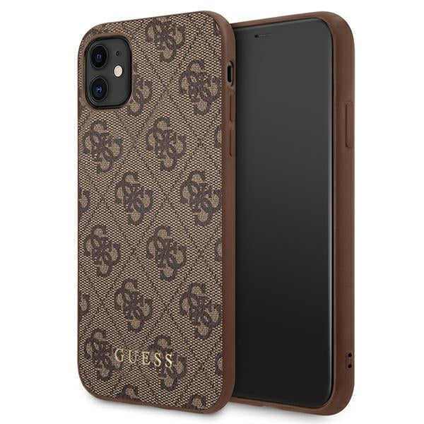 Aizsargvāciņš iPhone 11 / Xr 6.1" – Guess 4G Metal Gold Logo, brūns