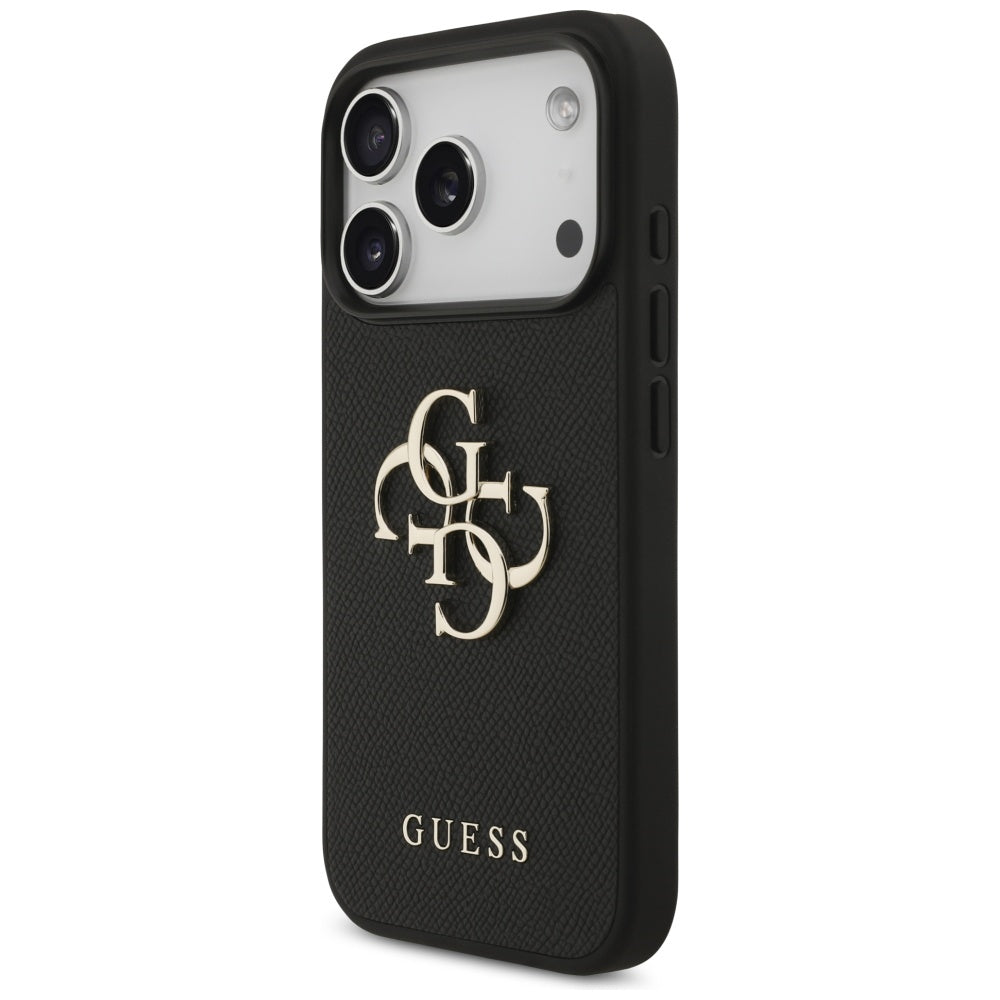 Aizsargvāciņš iPhone 17 Pro – Guess Grained Big 4G & Classic Logo, melns — attēls 2